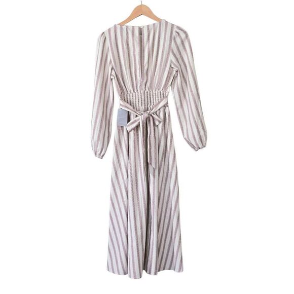 Petal & Pup Jimi Stripe Long Sleeve Maxi Dress Size Extra Small Oatmeal Malva NW - Picture 4 of 7